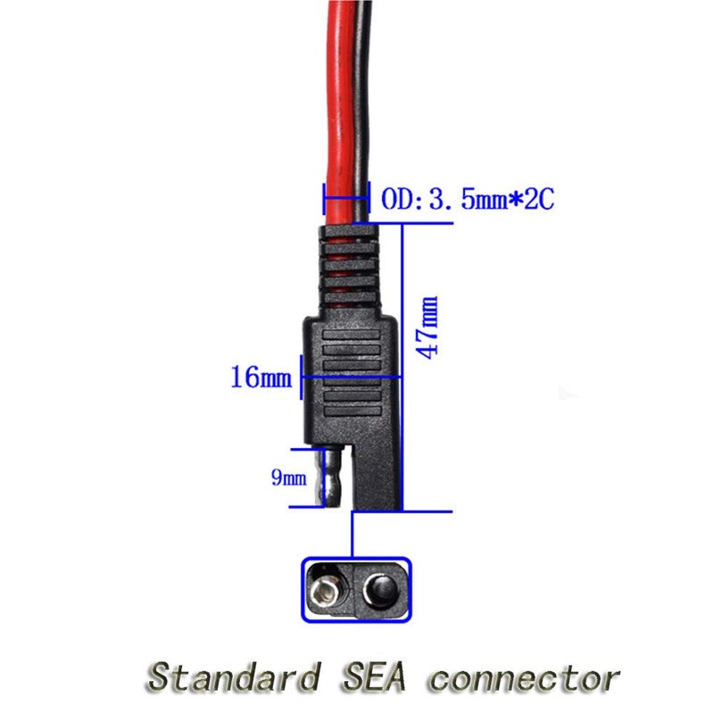 BERLAT 14AWG SAE DC Power Automotive Connector Cable Y Splitter 1 to 2 SAE Extension Cable, Fit for Suitable for Solar Battery Connection and Transfer 12inch/30cm - with Protective Cover - Image 2
